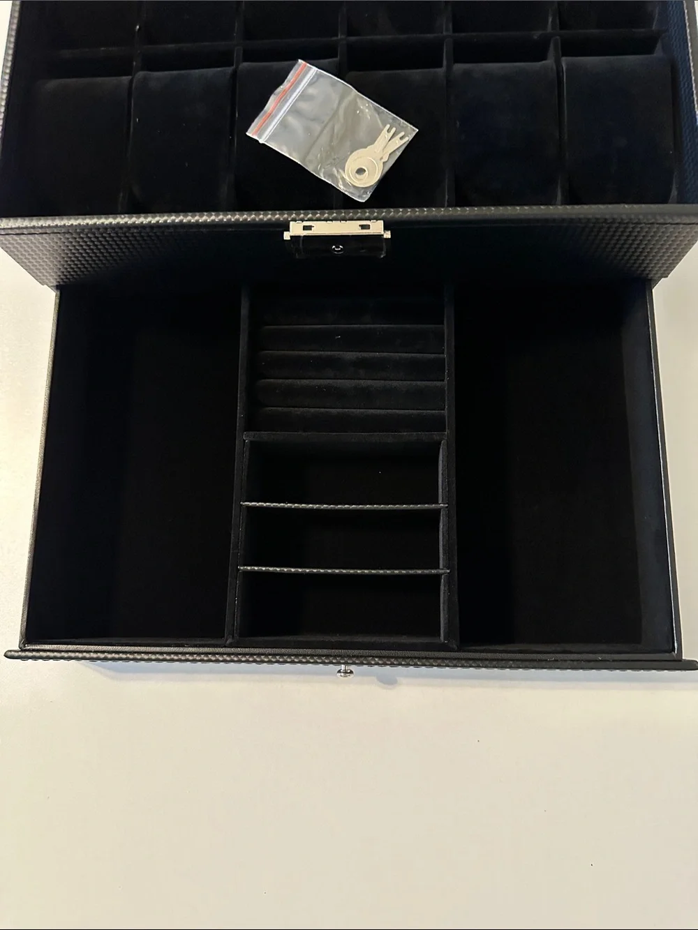 12 slot Watch box,2 layer lockable watch case with glass lid with 1 drawer for 💍